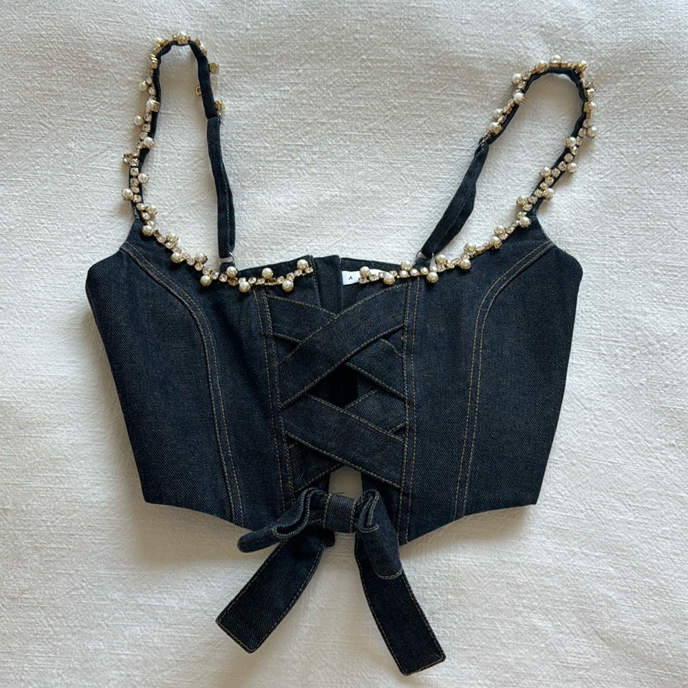 NWOT AREA Denim Corset Top